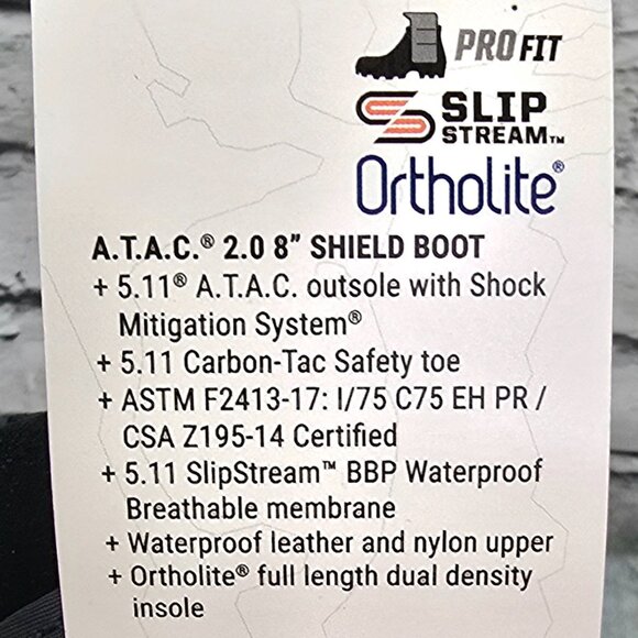 5.11 ATAC 2.0 8" Side Zip Tactical Boots Black Size 10 Waterproof Composite Toe - Picture 10 of 10